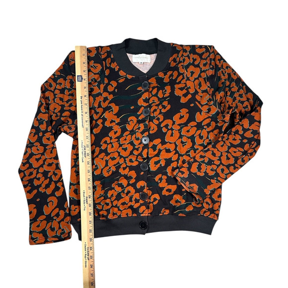 Corey Lynn Calter Womens Size Medium Orange Rust Leopard Cardigan Button Front - Picture 7 of 9